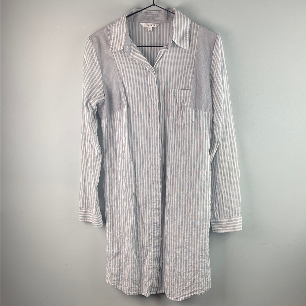 Cabi #244 Striped Button-Front Shirt Dress Size S
